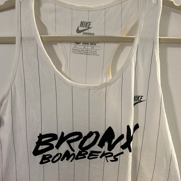 Nike Yankees Bronx Bomber Pinstripe White Racerback Tank Top - Picture 4 of 5